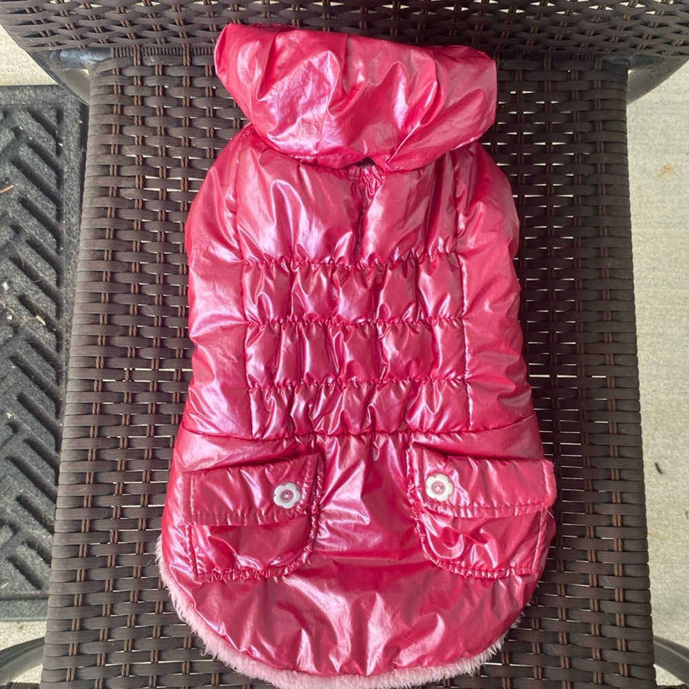 Small dog pink puffer coat